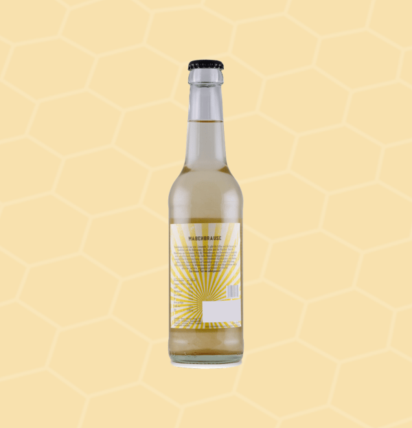 Rückseite der Wabenbrause Flasche von Bienenwixe mit Inhaltsangaben.