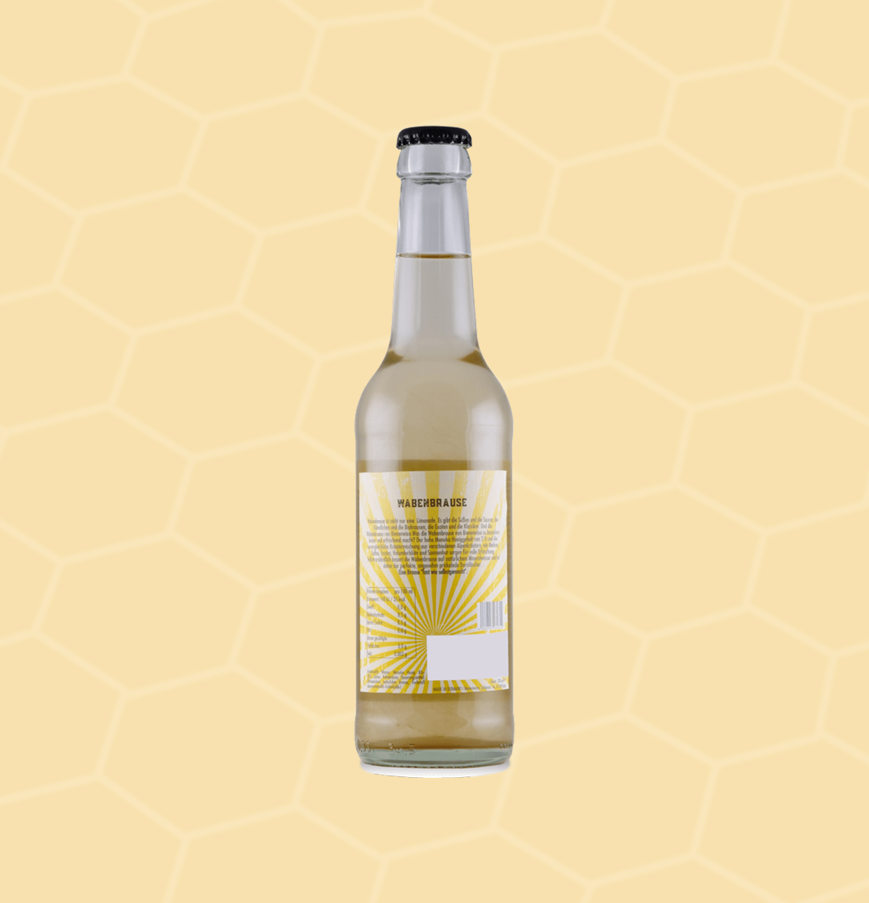 Rückseite der Wabenbrause Flasche von Bienenwixe mit Inhaltsangaben.