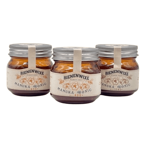 Manuka Honig von Bienenwixe – MGO 200+, 400+, 800+ im 3er-Set Manuka Honig von Bienenwixe – MGO 200+, 400+ und 800+ im Set, antibakteriell und naturbelassen.